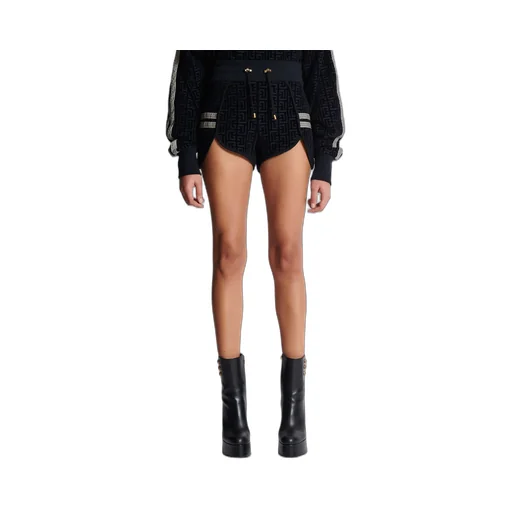 Monogrammed Velvet Shorts