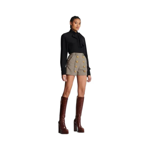 High Waist Button Embellished Shorts