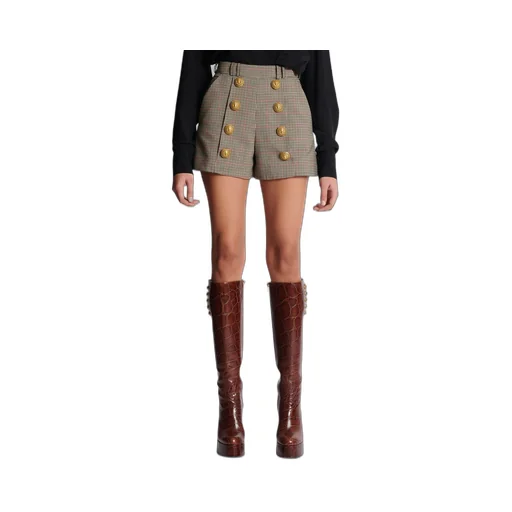High Waist Button Embellished Shorts