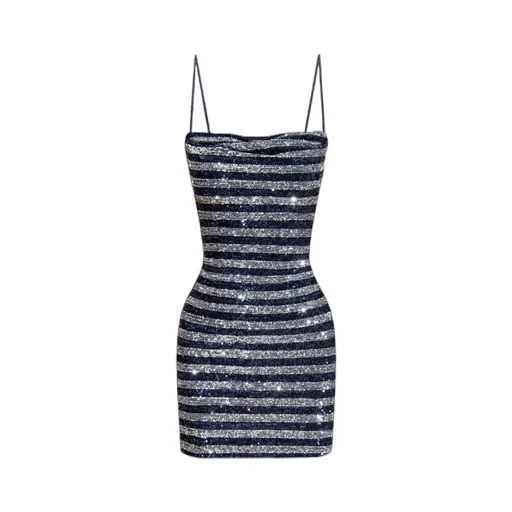 Sequinned Striped Minidress