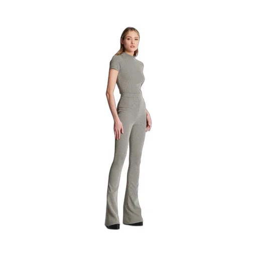 Flared Monogrammed Jacquard Trousers