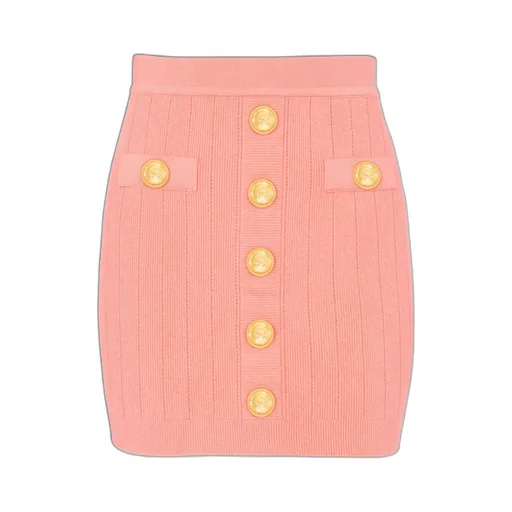 Button Embellished Knitted Skirt