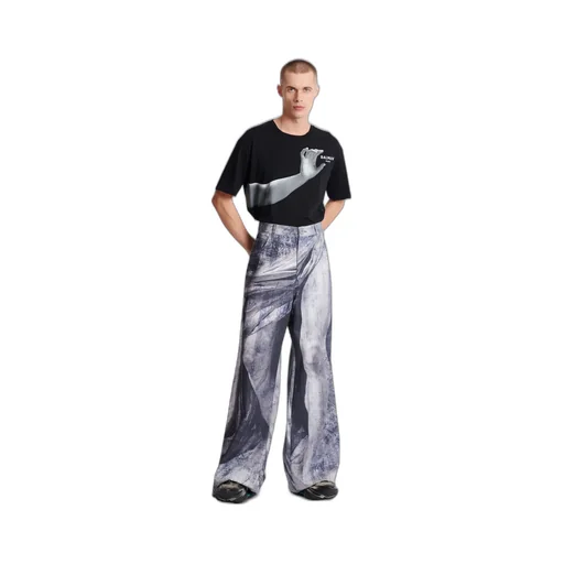 Loose-Fitting Statue Print Jeans