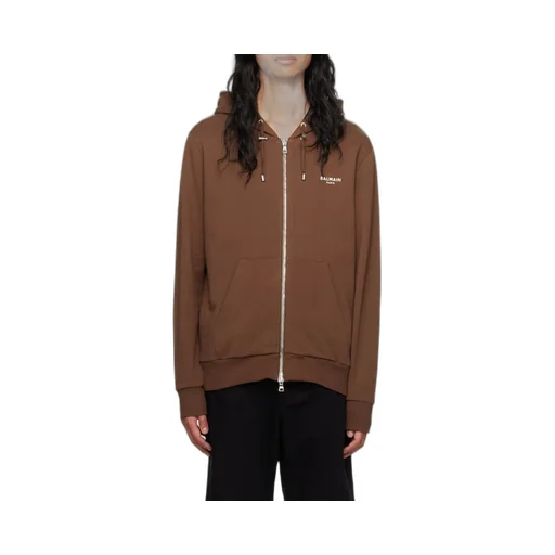 Zipped Logo Printed Hoodie
