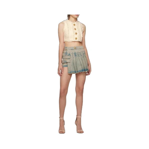 Pleated Asymmetric Miniskirt