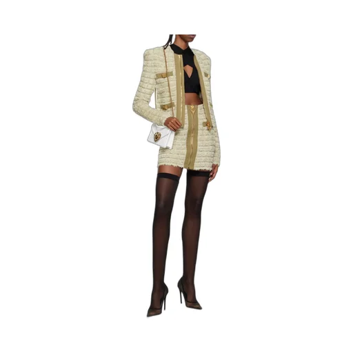 High Waist Tweed Mini Skirt