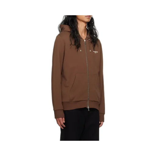 Zipped Logo Printed Hoodie