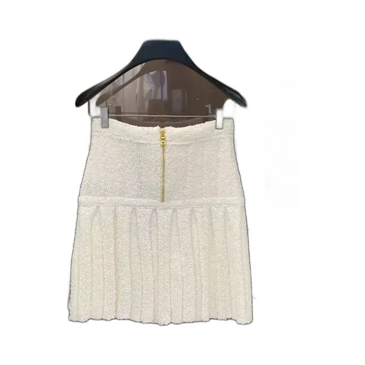 Buttoned Pleated Mini Skirt