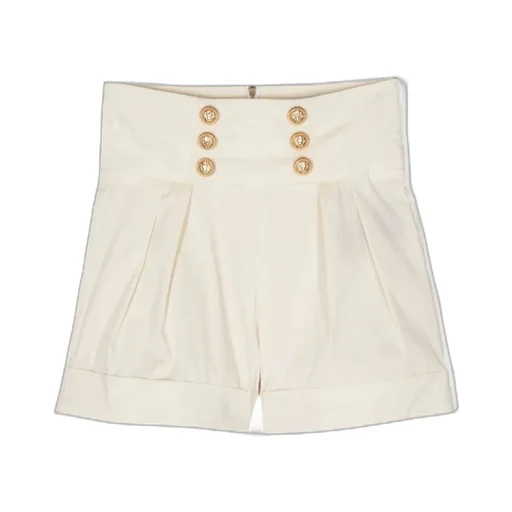 Decorative Button-Detailing Pleated Shorts