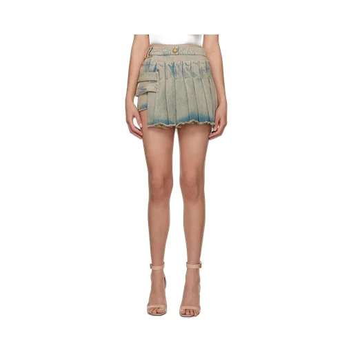 Pleated Asymmetric Miniskirt