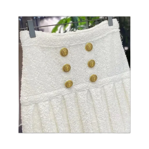 Buttoned Pleated Mini Skirt