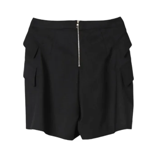Decorative-Buttons Zipped Twill Shorts
