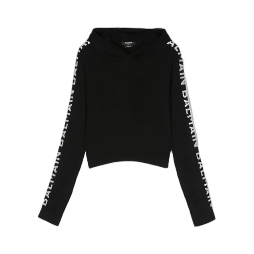 Ribbed Logo-Knit Cotton Hoodie