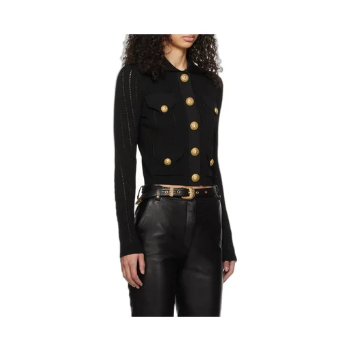 Long-Sleeved Ribbed Knitted Cardigan