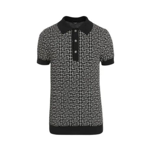 Monogrammed Knitted Polo Shirt
