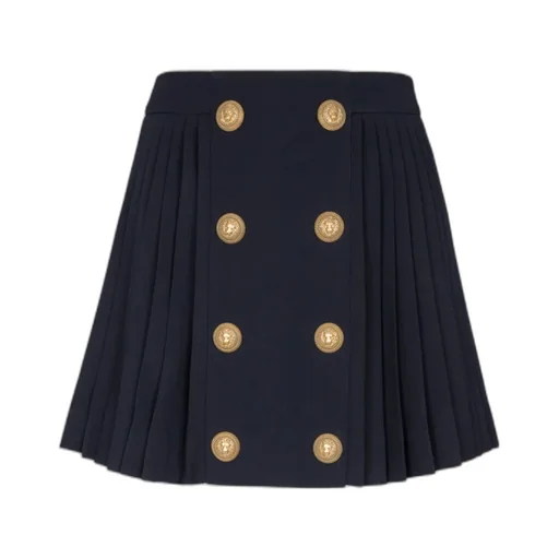Button Embellished Pleated Skirt