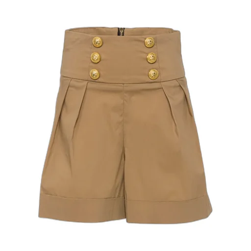 Turn-Up Hem Pleated Mini Shorts