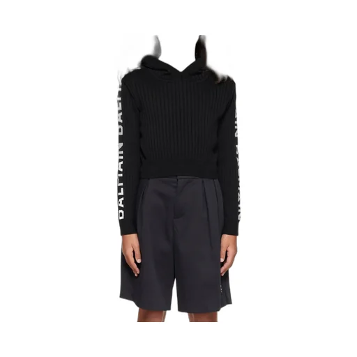 Ribbed Logo-Knit Cotton Hoodie