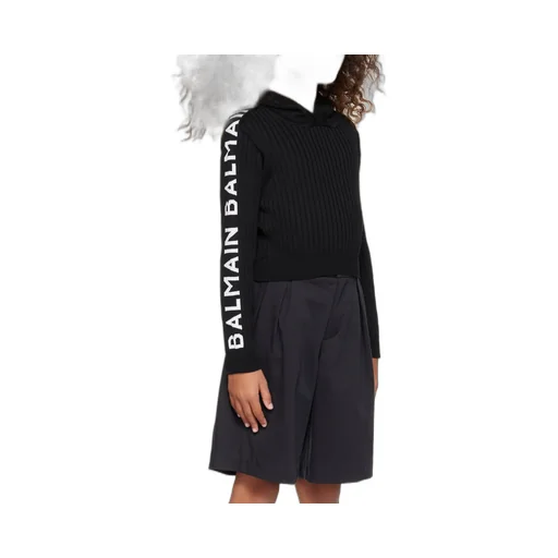 Ribbed Logo-Knit Cotton Hoodie
