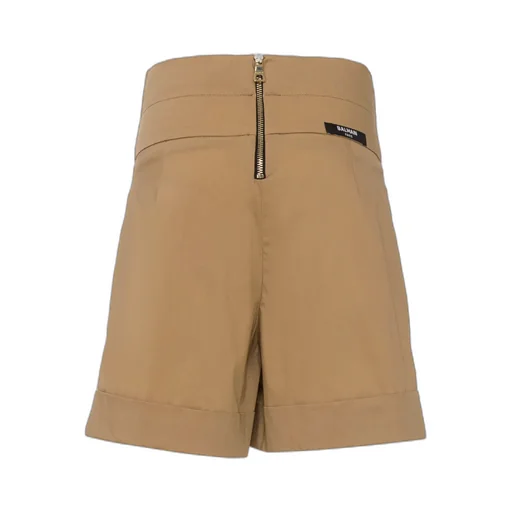 Turn-Up Hem Pleated Mini Shorts