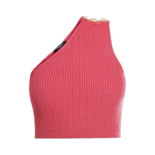 Asymmetric Buttoned Knit Top