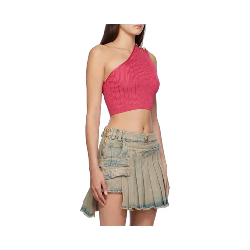 Asymmetric Buttoned Knit Top