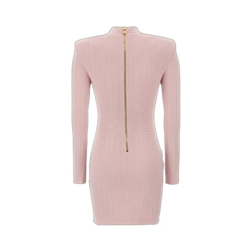 Logo Button Long-Sleeved Mini Dress