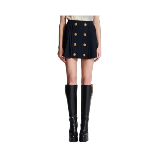 Button Embellished Pleated Skirt