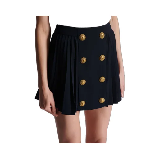 Button Embellished Pleated Skirt