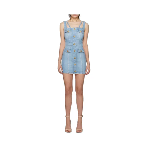 Button Detailed Sleeveless Denim Dress