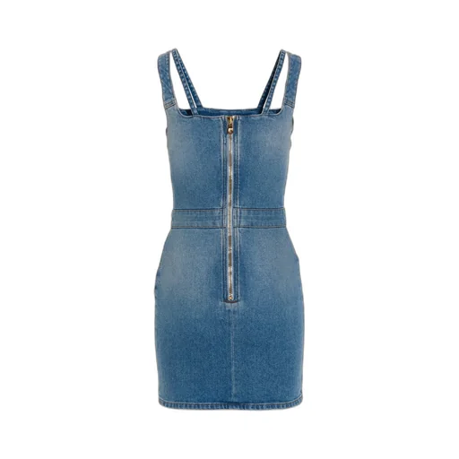 Button Detailed Sleeveless Denim Dress