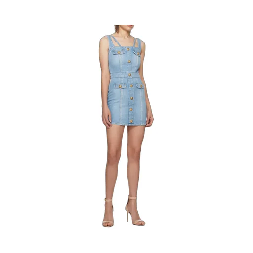 Button Detailed Sleeveless Denim Dress