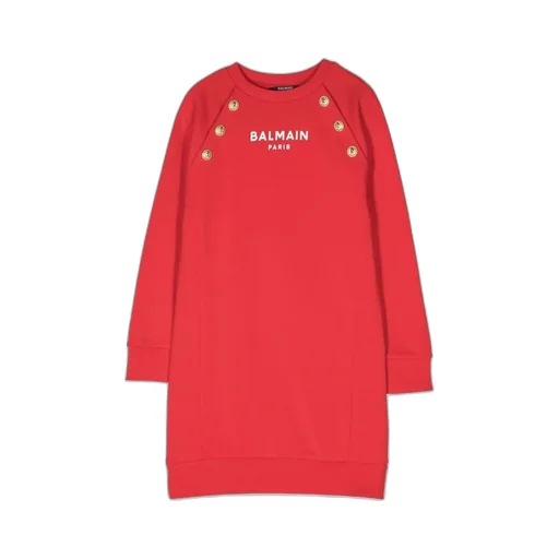 Logo Sweatshirt Dress With Buttons