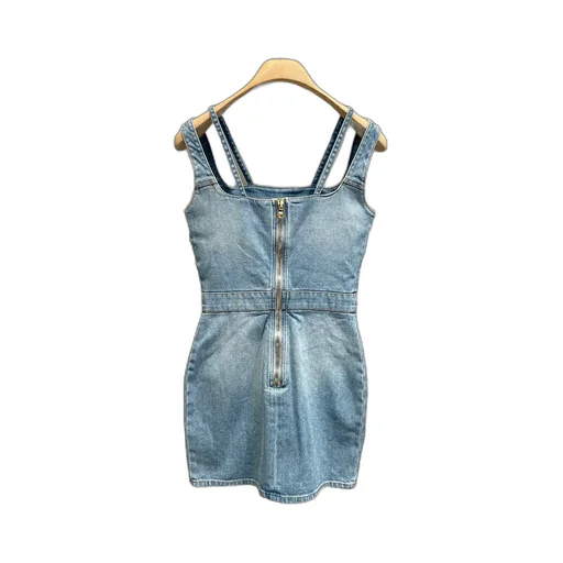 Button Detailed Sleeveless Denim Dress