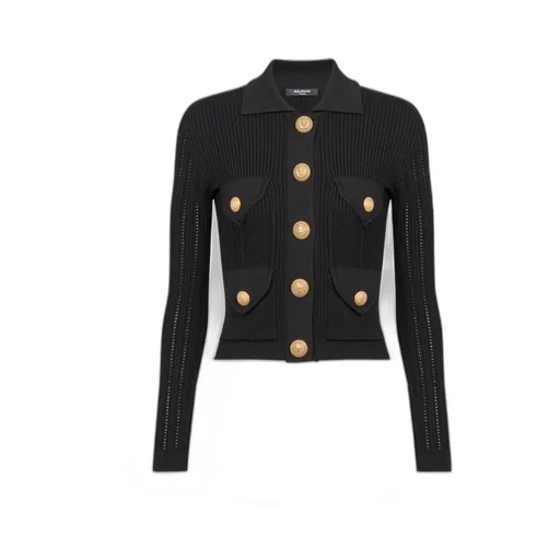 Long-Sleeved Ribbed Knitted Cardigan