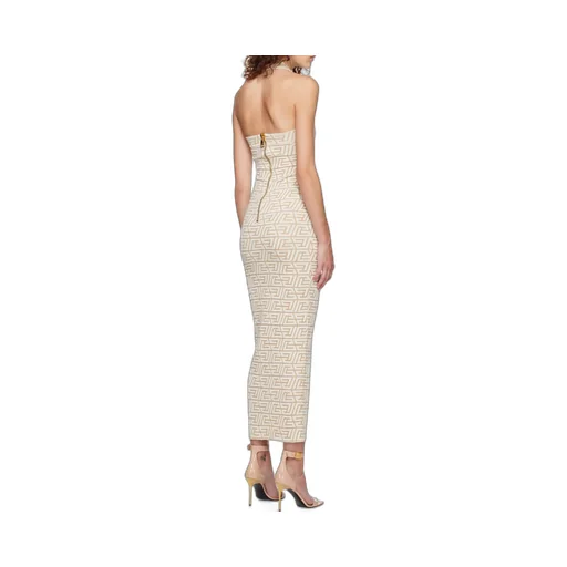 Logo Jacquard Halterneck Dress