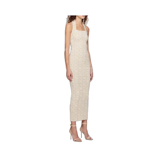 Logo Jacquard Halterneck Dress