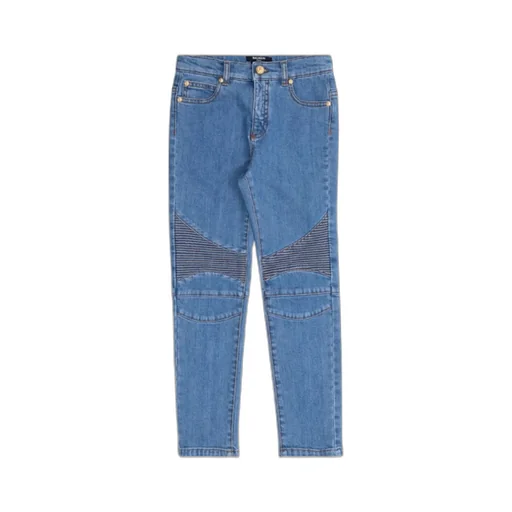 Ribbed-Knee Skinny-Cut Jeans
