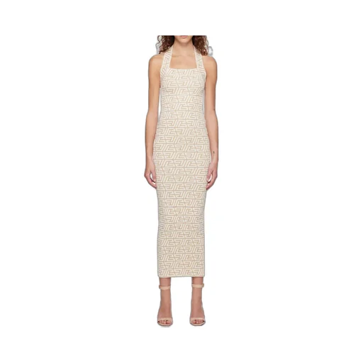 Logo Jacquard Halterneck Dress
