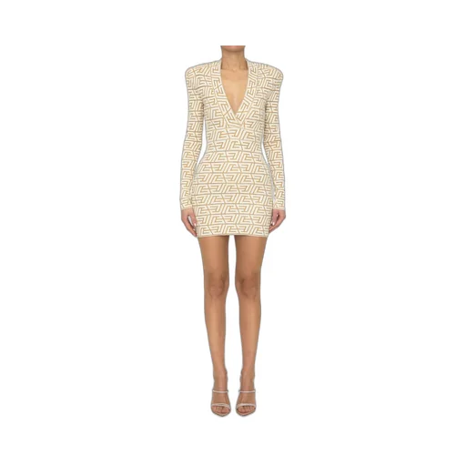 V-Neck Monogram Knitted Dress