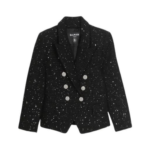 Sequin Embellishment Double-Breasted Blazer
