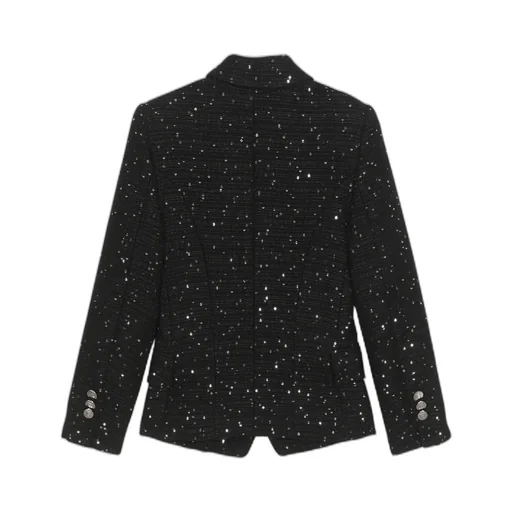 Sequin Embellishment Double-Breasted Blazer