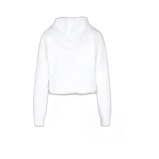 Flocked Logo Drawstring Cropped Hoodie