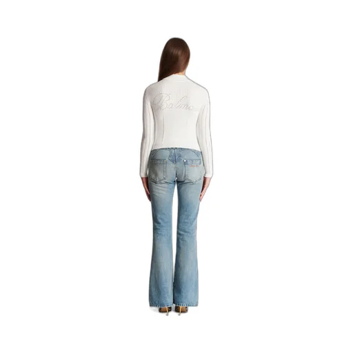 Long-Sleeved Ribbed Knitted Cardigan