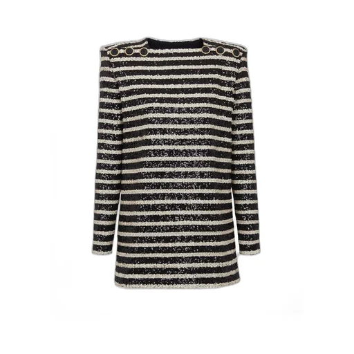 Striped Sequin Embellished Mini Dress
