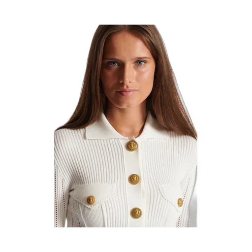Long-Sleeved Ribbed Knitted Cardigan