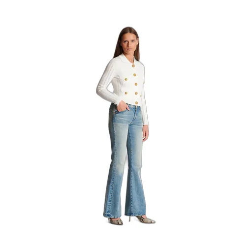 Long-Sleeved Ribbed Knitted Cardigan