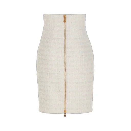 Button Embellished Tweed Pencil Skirt