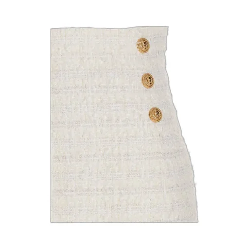 Button Embellished Tweed Pencil Skirt