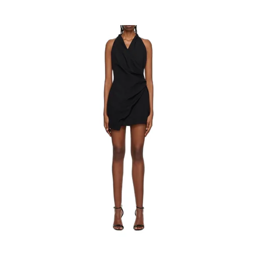 Halterneck Sleeveless Draped Mini Dress